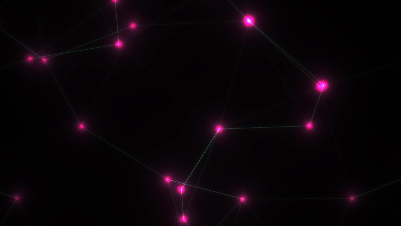 Abstrakt digitalt nettverk av glødende rosa prikker og grønne linjer