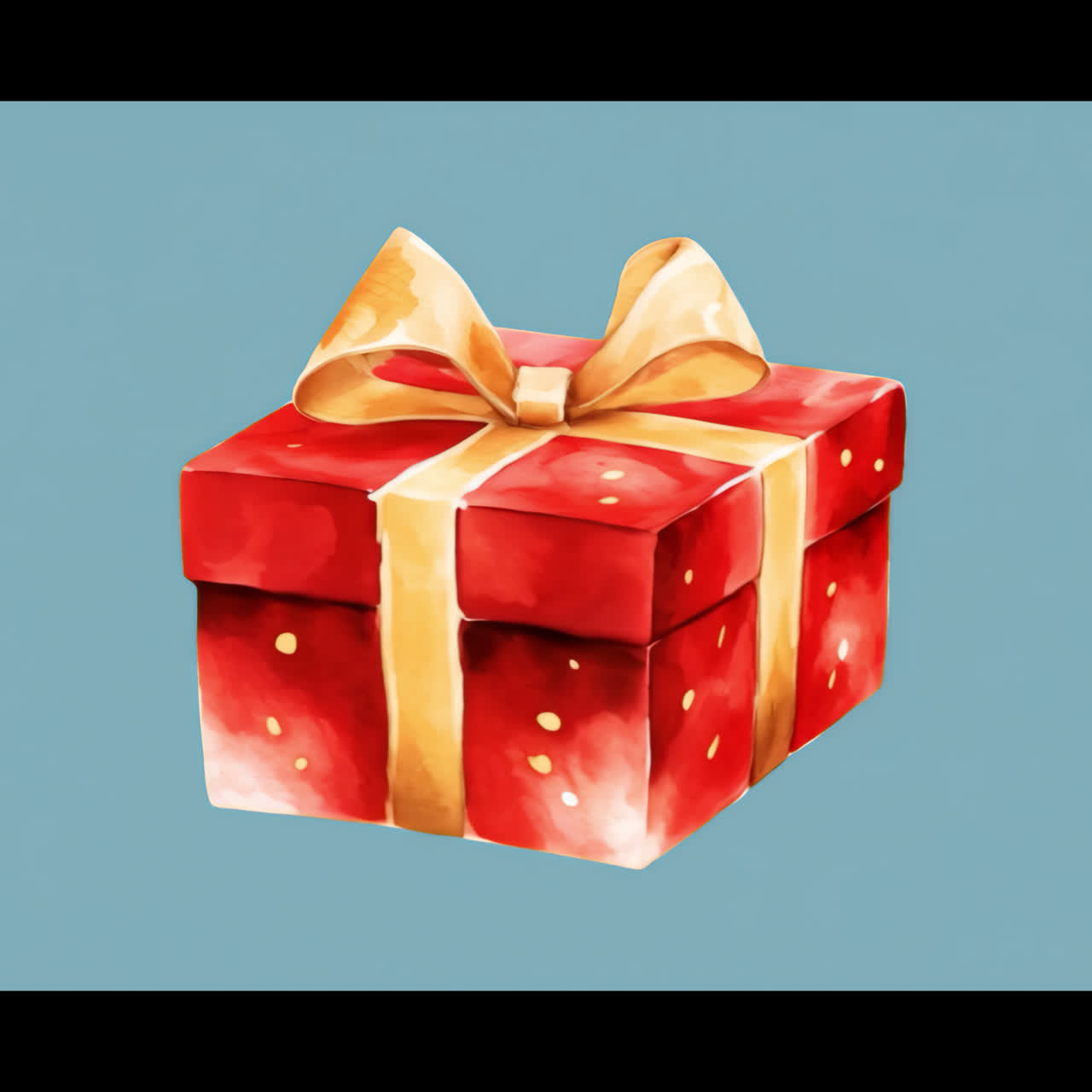 Animación elegante de caja de regalo en acuarela, recurso aislado, video 4K transparente, canal alfa, ProRes
