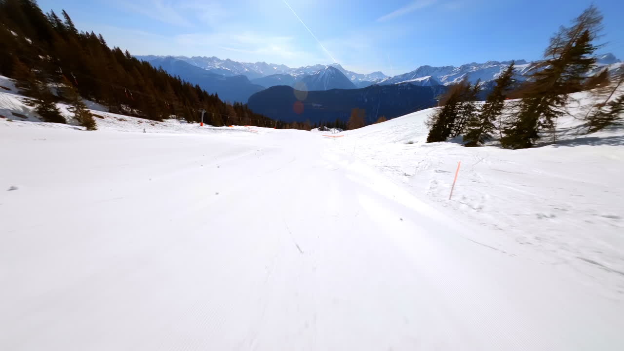 Slopes At Les Marecottes Ski Resort Surrounded With Green Pine Trees In Valais, Switzerland