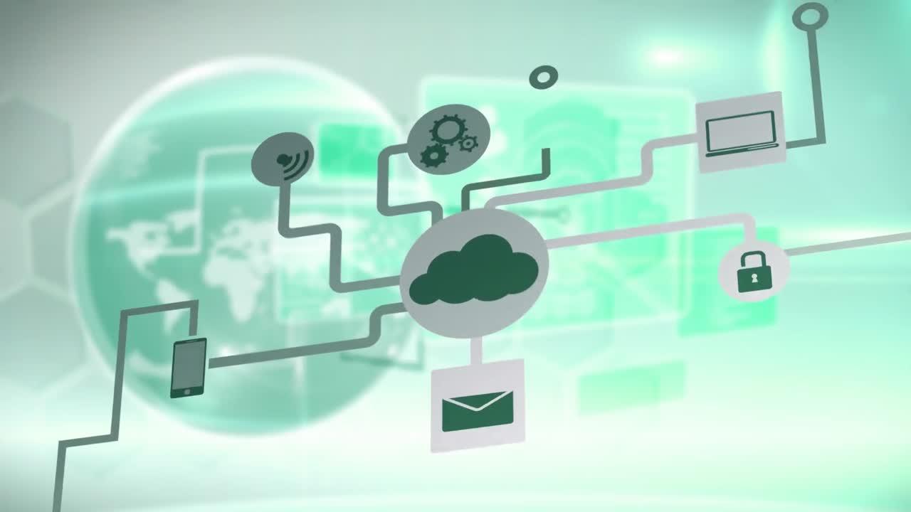 animación de la red de conexiones de computación en la nube