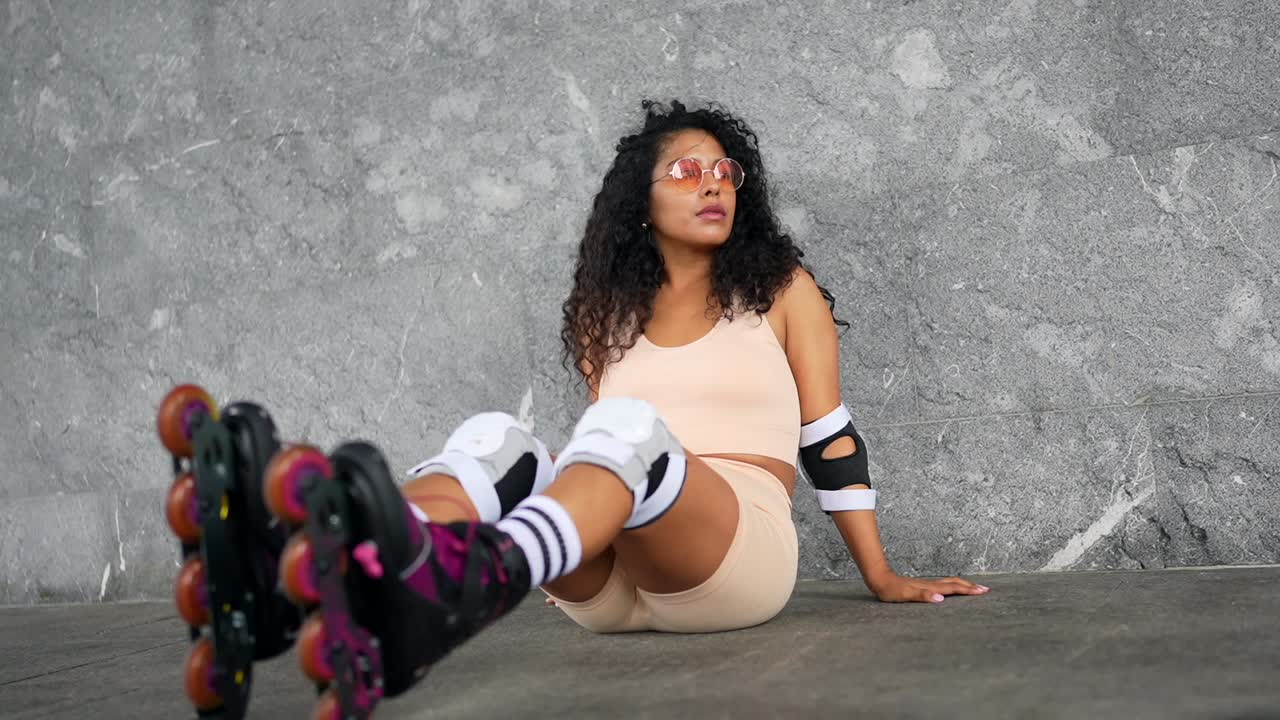 Woman with roller skates