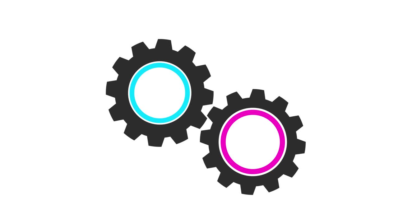 animación de dos engranajes giratorios. ruedas dentadas giratorias bucle sin costuras.