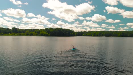 man kayaking on a  lake