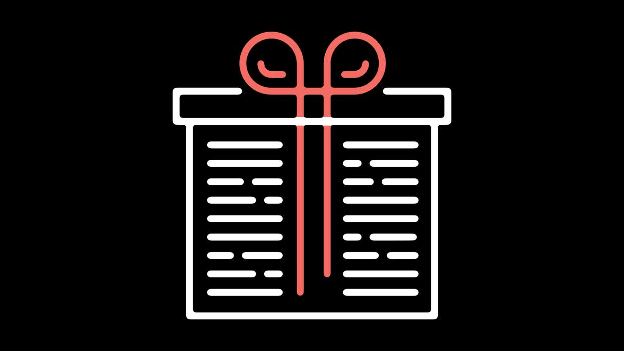 animación del icono de la línea de paquetes de regalos con alfa