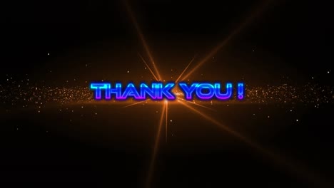 animación del texto de agradecimiento sobre luces naranjas sobre fondo negro