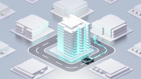 blue cars follow track using gps navigation. design concept minimal and location map pin animation loop gps.