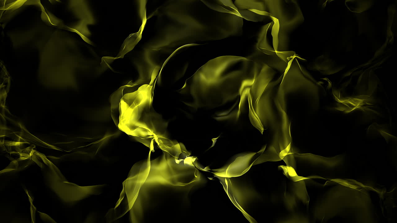Close-up image of a flickering yellow flame swaying in the wind, engulfed by black smoke