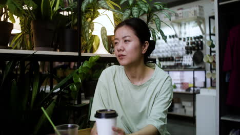 young woman in a coffee shop