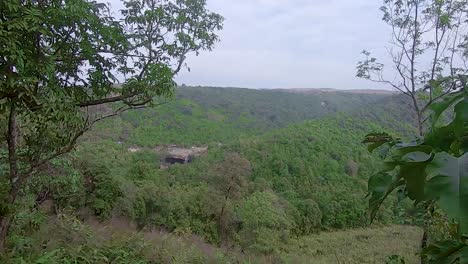 Montaña-Cubierta-De-Exuberantes-Bosques-Verdes-Con-Hojas-Verdes-Durante-El-Día-Desde-Un-ángulo-Plano