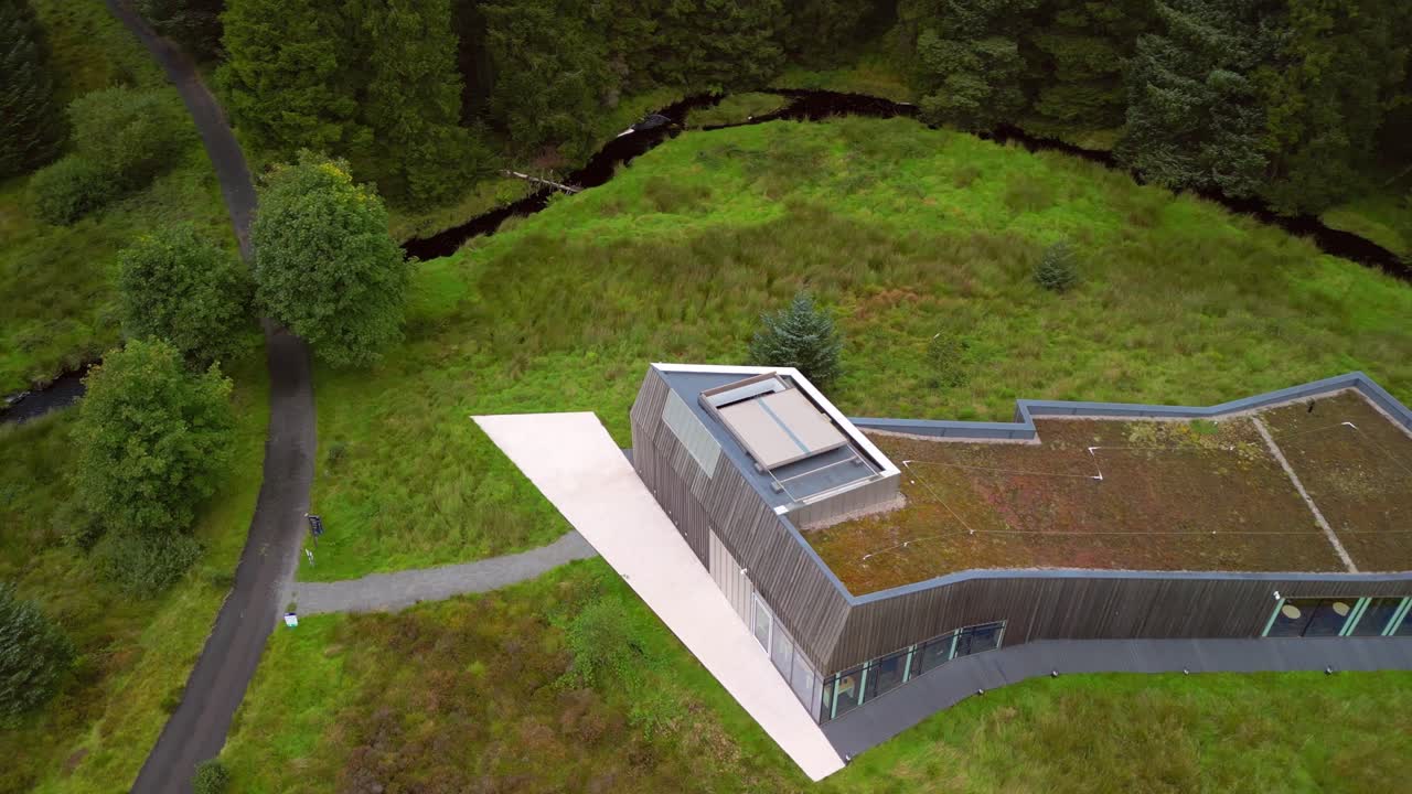 Slow rotating 4K 30FPS aerial video of OM Dark Sky Park and Observatory in Omagh, Northern Ireland. Produced in Rec709 color