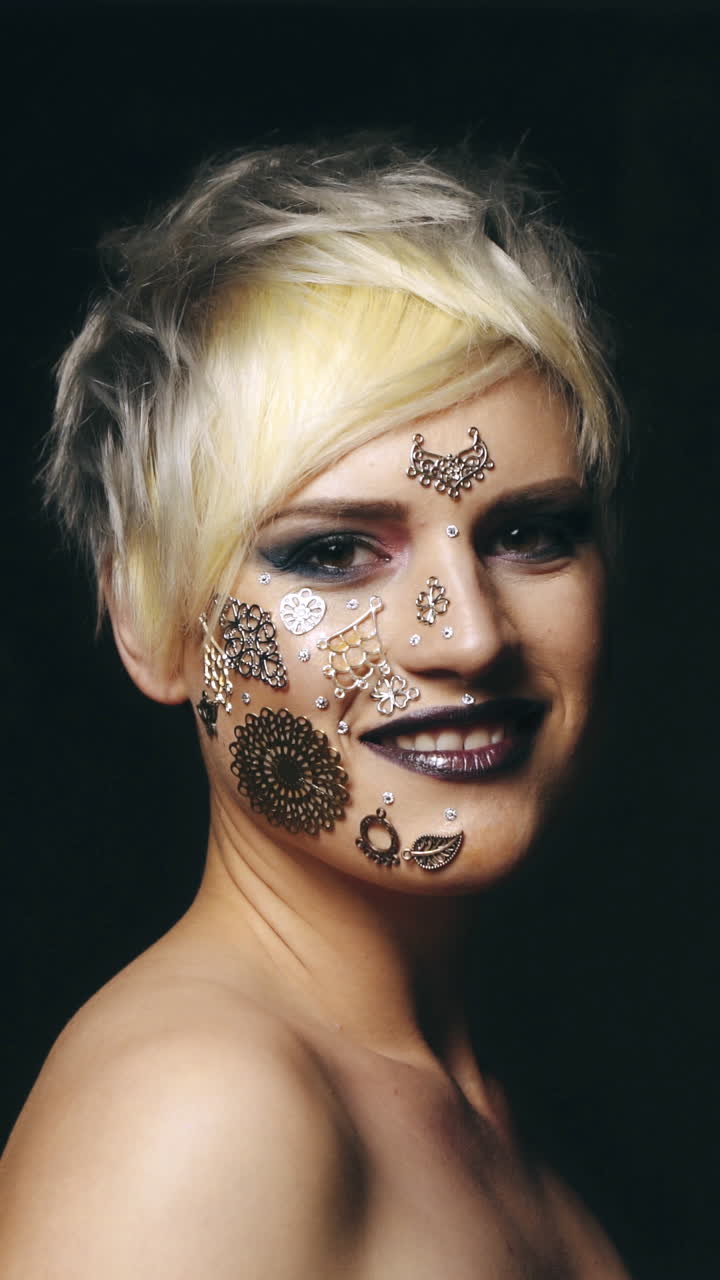 Model with fantasy make up. Fashion female model with fantasy make up