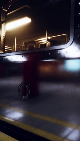 subway train interior at night