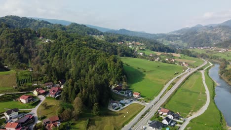 Aerial-view-over-residentials-and-lush-greenery-in-Eastern-Europe