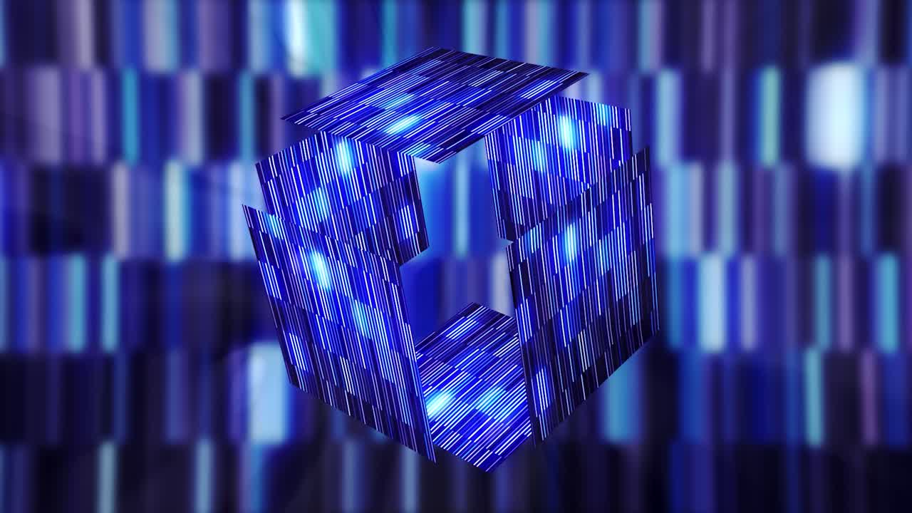 Abstract Blue Geometric Cube Pattern Background