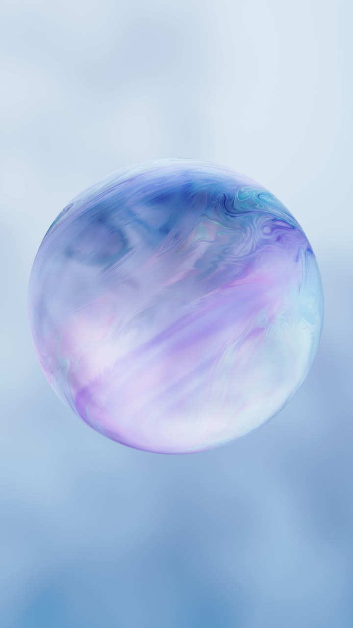 Sfera di vetro lucida con motivo fluido, rendering 3D