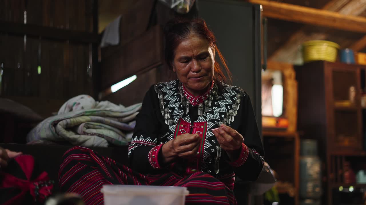 Woman Engaged in Traditional Craft