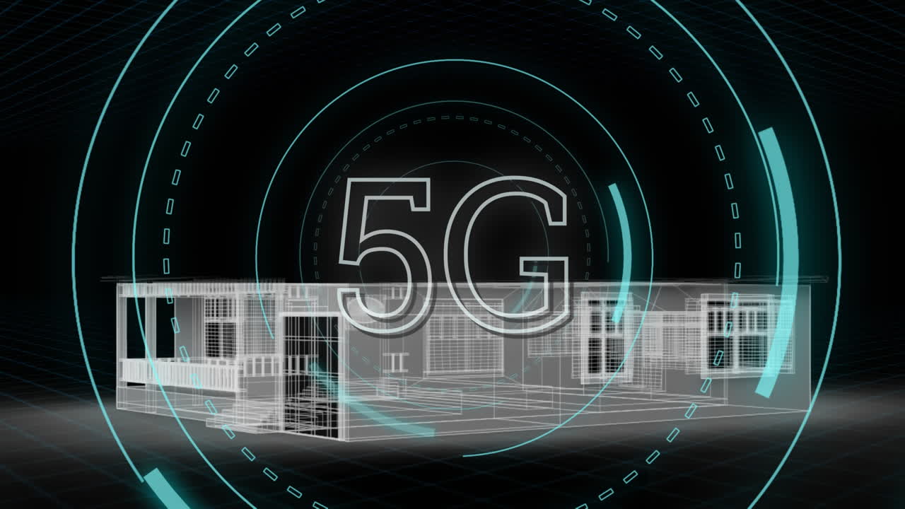 casa e 5g scritti nel mezzo di un cerchio futuristico
