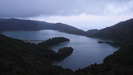 a shot revealing lagoa do fogo - são miguel island - azores
