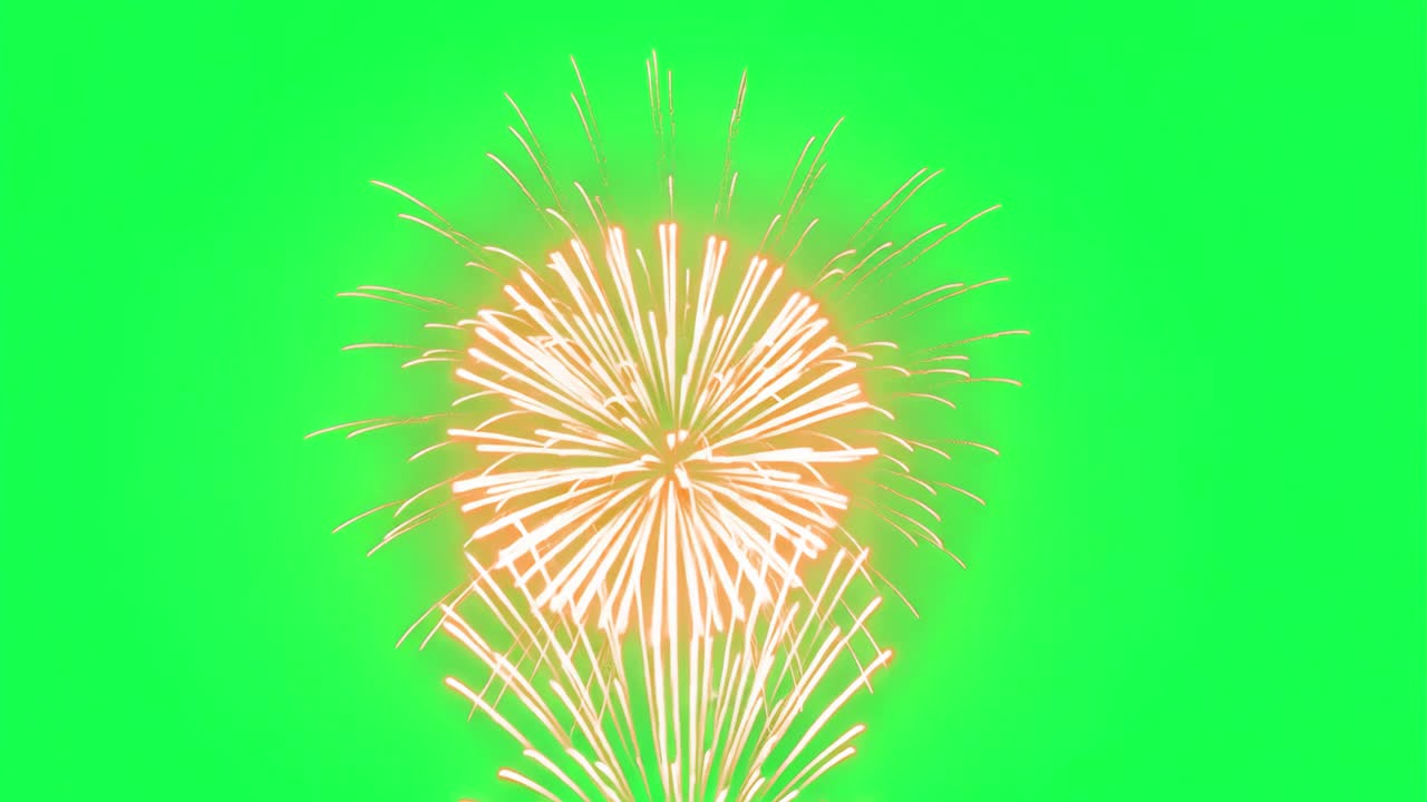 Animazione di fuochi d'artificio vivaci, video 4K trasparente, green screen