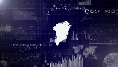 fondo corporativo del país de groenlandia con elementos abstractos de gráficos de análisis de datos que muestran el análisis de datos video tecnológico con globo, crecimiento, gráficos, datos estadísticos del país de greenland