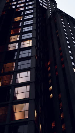 a modern skyscraper at night