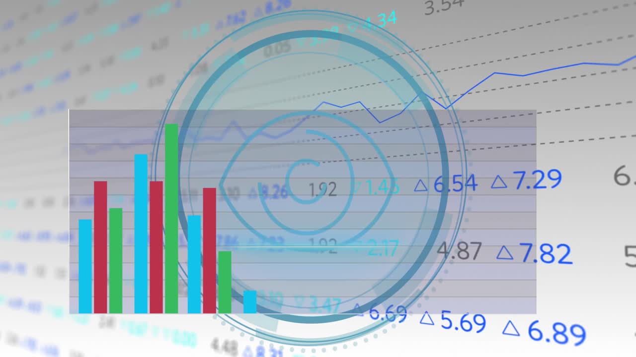 Animation of data processing over eye icon