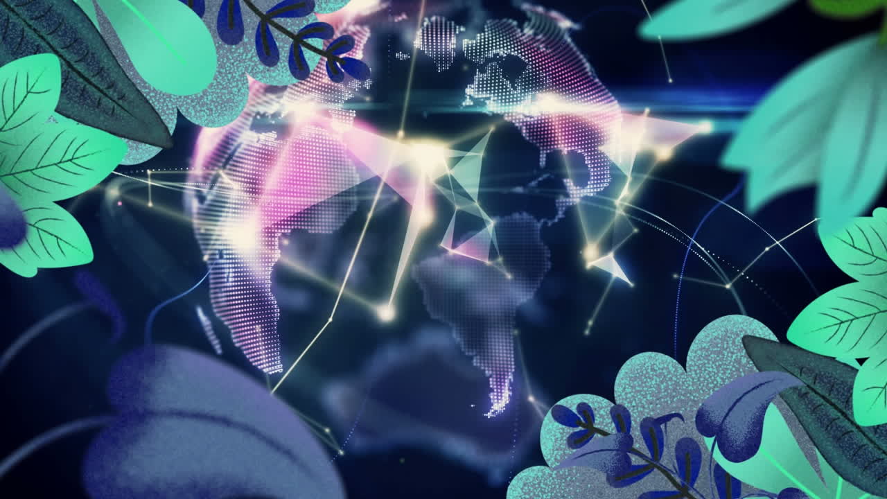 animación del globo sobre plantas exóticas