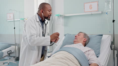 medical stethoscope and doctor with patient