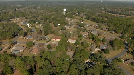 aerial view of suburban landscape in ox bottom manor in tallahassee florida, usa
