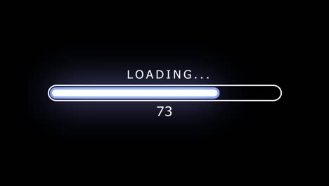 loading bar animation. futuristic progress loading bar 0-100 percent on black background.