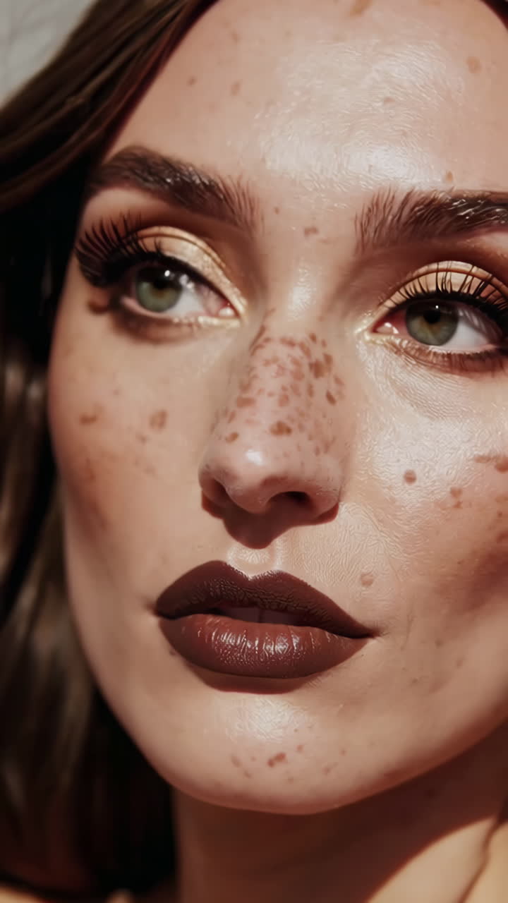 mujer con maquillaje y pecas