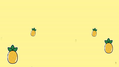 animation of multiple pineapple icons on yellow background