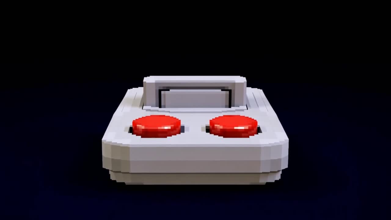 Animated Pixel Art Retro Console with Buttons Being Pressed