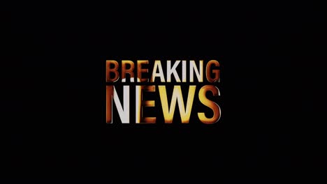 breaking news text word gold light animation loop with glitch text effect. 4k 3d seamless looping breaking news effect element for cinema trailer, sales marketing title banner. old gaming console style.