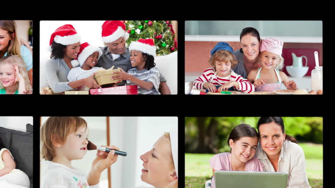 손으로 끌어당기는 가족 비디오