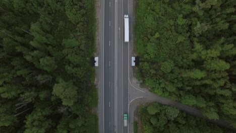 aerial bird eye top view of road in countryside russia