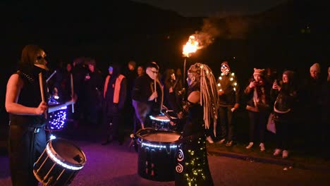 demon drummers begin their parade at edinburgh samhain fire festival