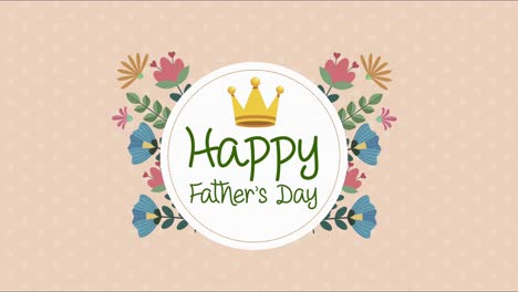 feliz día del padre tarjeta de letras con corona en marco floral