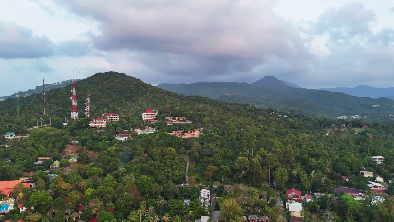 Tropical resort and coastline of Koh Phangan island in Thailand, aerial view