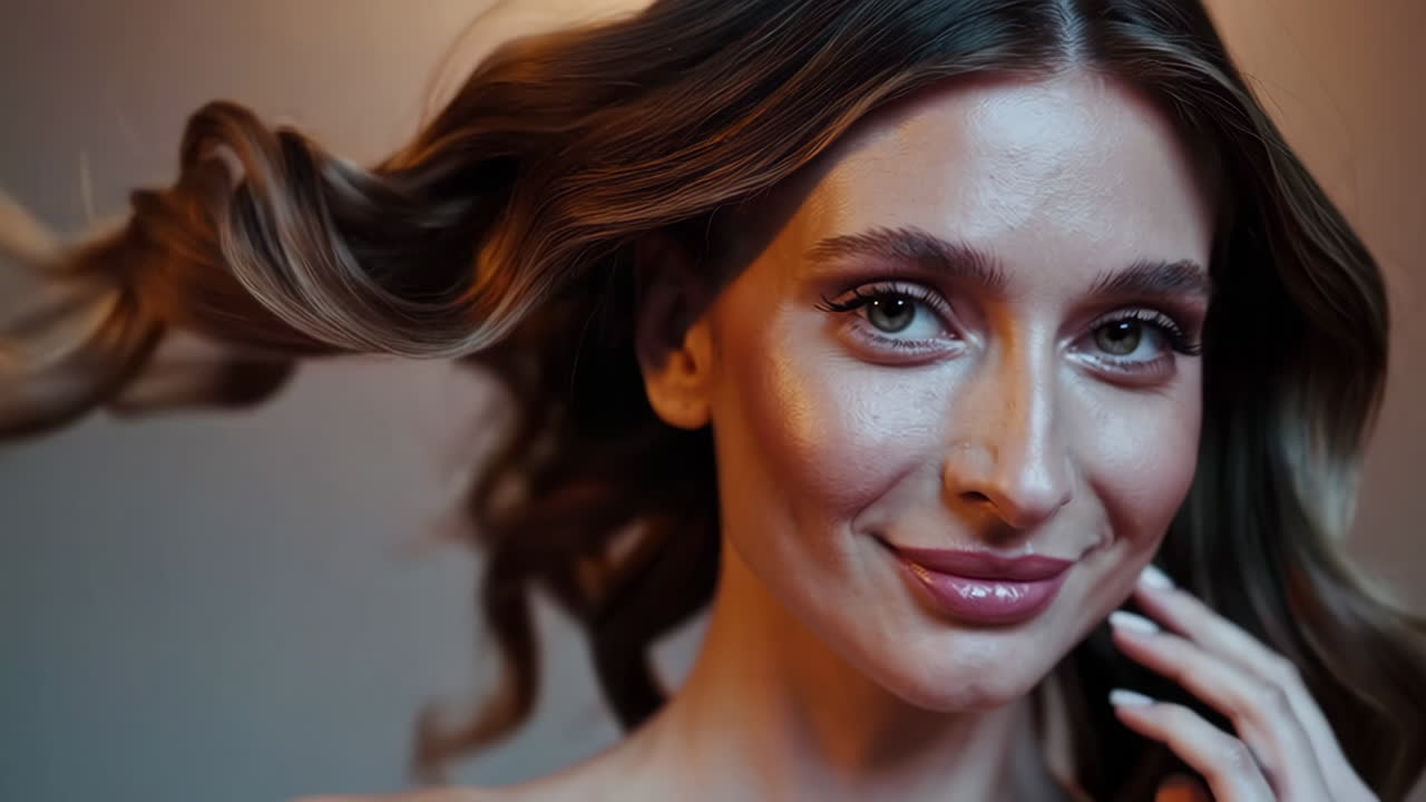Bella donna con i capelli ondulati
