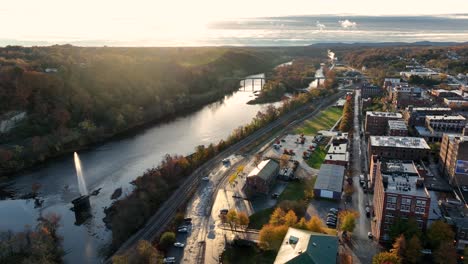 beautiful james river flows through town in lynchburg viriginia, historic district