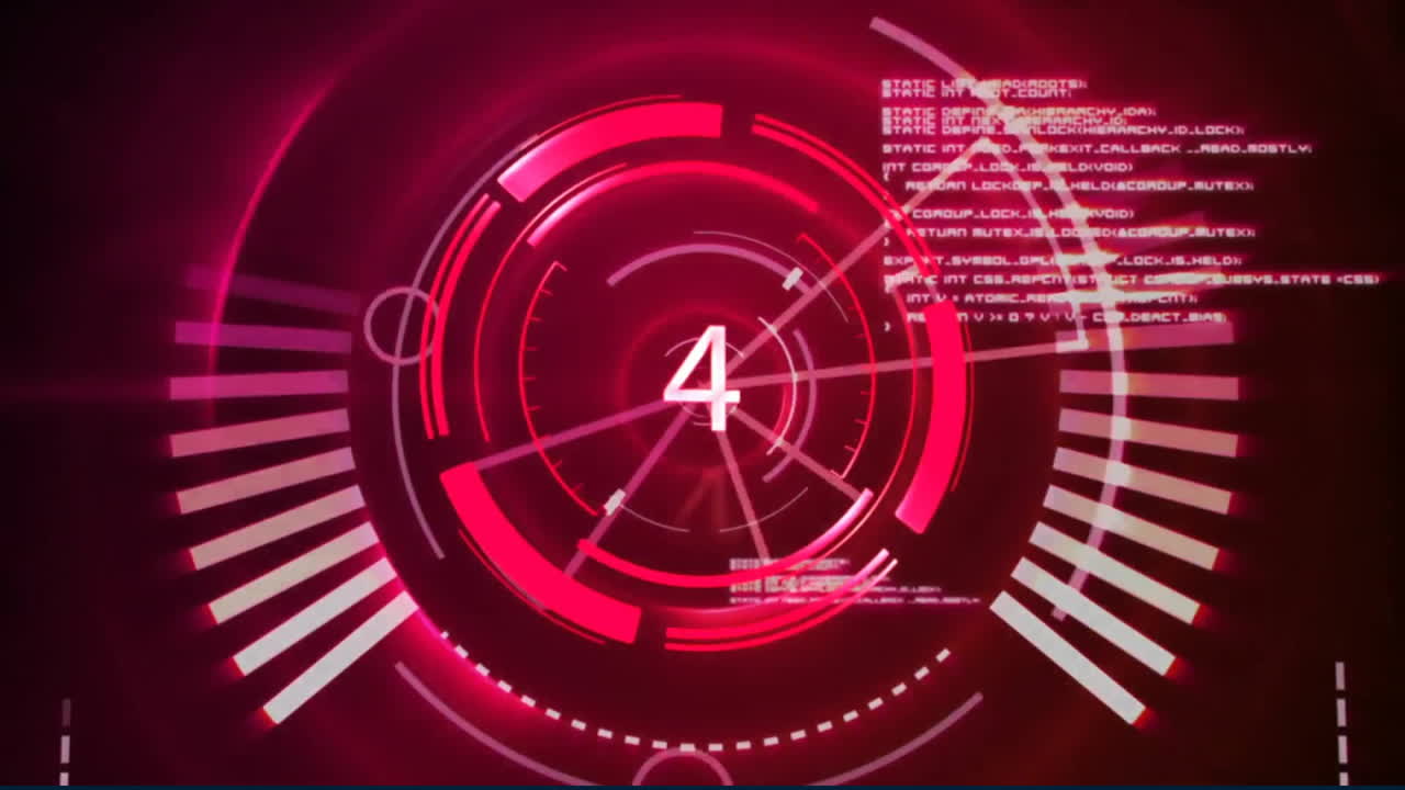 Animation of data processing over scope scanning on red background