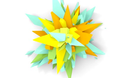 4k. abstract digital flower. version with cyan, yellow and orange colors. seamless looped.