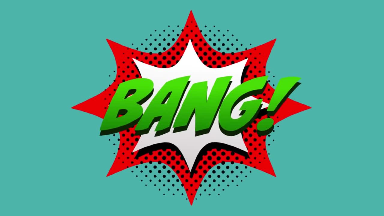 animación de cómic 5 opciones de texto sobre múltiples burbujas de habla cómica con efectos de sonido cómic textos