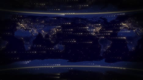 animation of data processing over world map