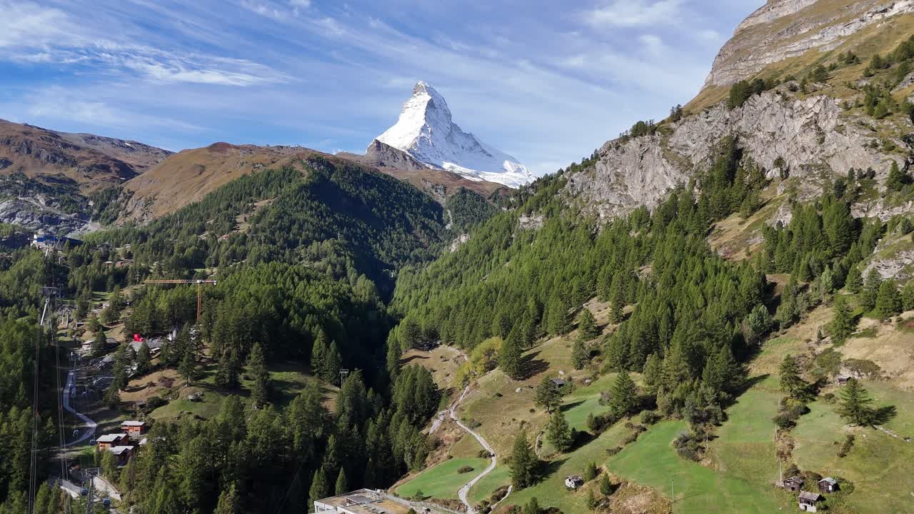 aerial journey toward the iconic The Matterhorn from Zermatt, Switzerland