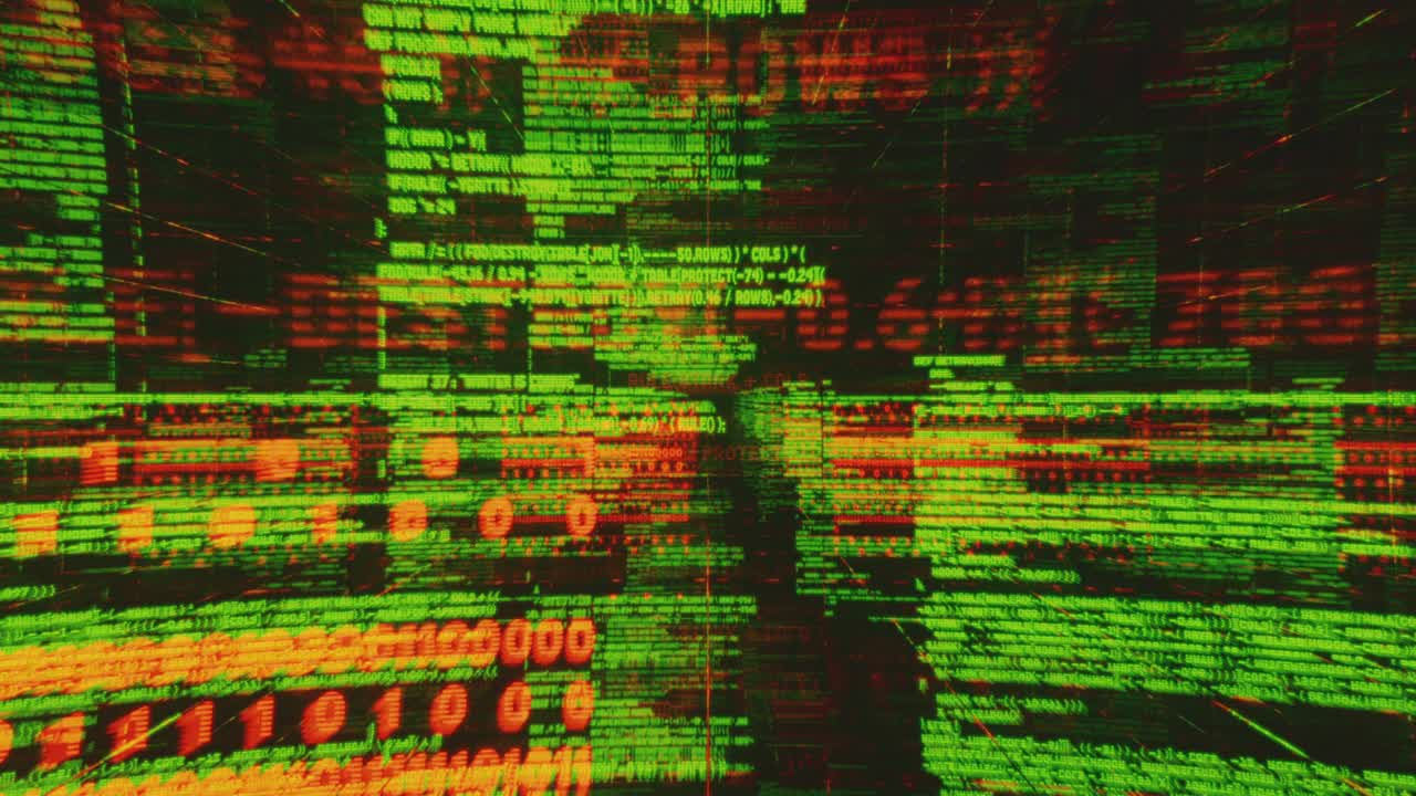 volando en colorido código de programa de computadora infinito, datos. bucle visual.