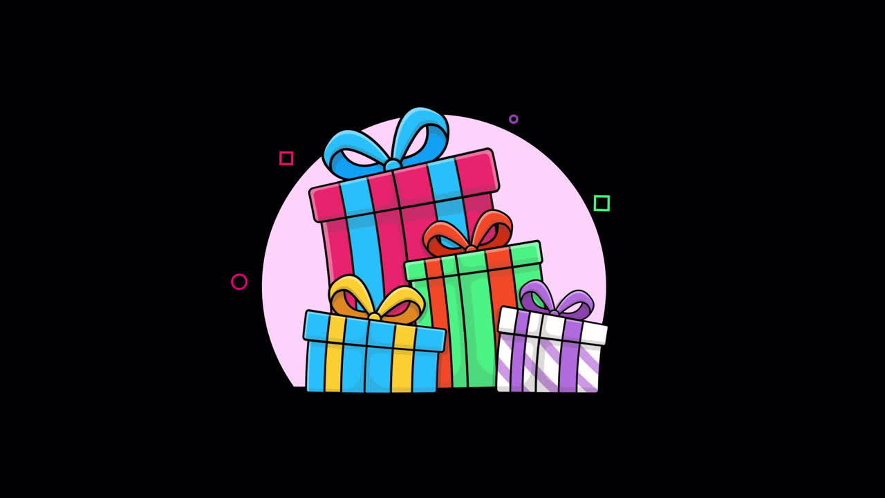 Pila animata di scatole regalo colorate