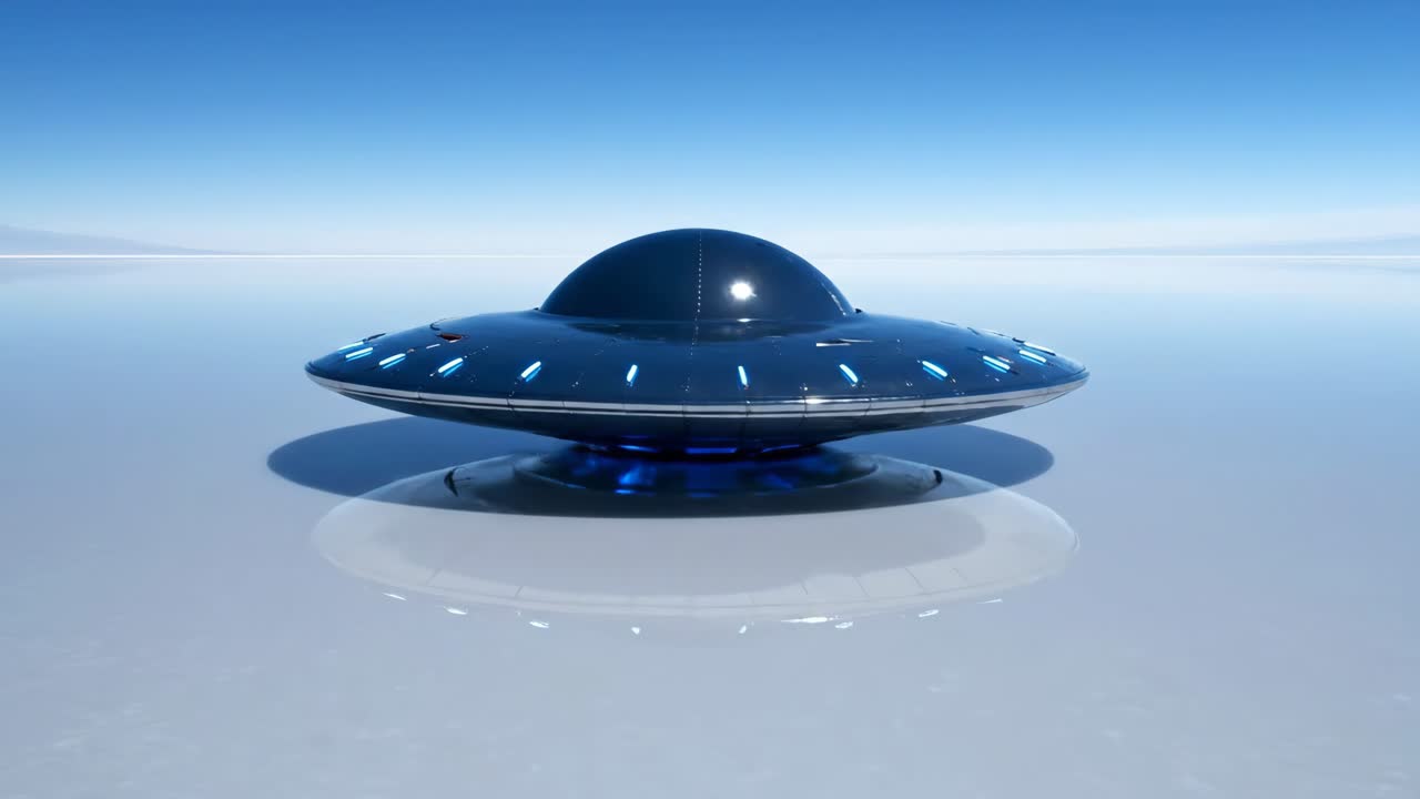 UFO over a reflective surface
