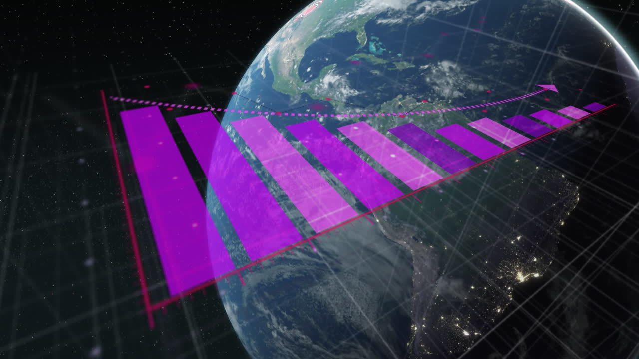 animación del procesamiento de datos financieros en todo el mundo